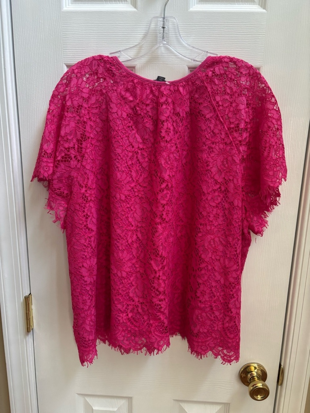 J. Crew Woman’s Short Sleeve Lace Top in Fushia Pink, Size 2x, NWT - Picture 4 of 4